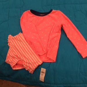 GAP baby Girl RashGuard 2piece Swimsuit pink/white